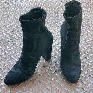 Steve Madden Women Heeled Boot Brisk Black Fabric Suede Ankle Booties Size 9M